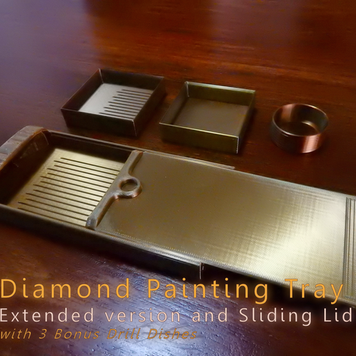 Diamond Painting Tray Extended version and Sliding Lid with 3 Bonus Drill Dishes