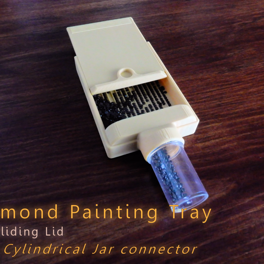 Diamond Painting Tray and Sliding Lid with Cylindrical Jar connector